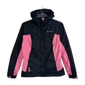 Columbia Breast Cancer Jacket Black Pink Womens Size M Omni-Tech